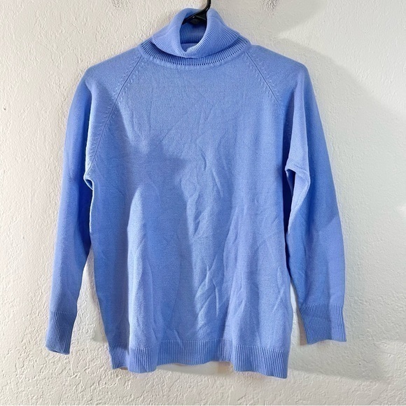 Targe’ Virgin Acrylic Fiber Turtleneck Sweater Women Medium Blue Lightweight - Picture 1 of 9